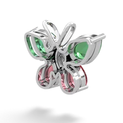 Lab Emerald Butterfly 14K White Gold pendant P2215