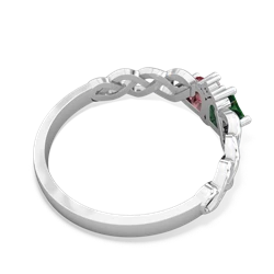 Lab Emerald Heart To Heart Braid 14K White Gold ring R5870