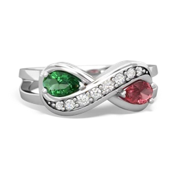 Lab Emerald Diamond Infinity 14K White Gold ring R5390