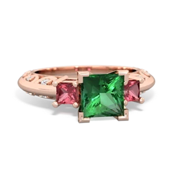 Lab Emerald Eternal Embrace Engagement 14K Rose Gold ring C2001