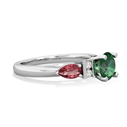 Lab Emerald 6Mm Round Eternal Embrace Engagement 14K White Gold ring R2005