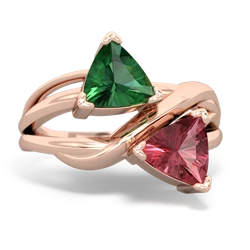 Lab Emerald Split Band Swirl 14K Rose Gold ring R2341