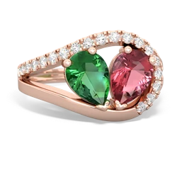 Lab Emerald Nestled Heart Keepsake 14K Rose Gold ring R5650