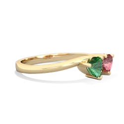 Lab Emerald Sweethearts 14K Yellow Gold ring R5260