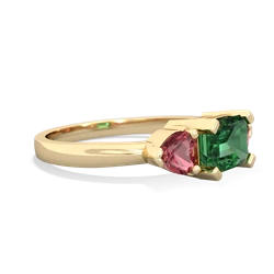 Lab Emerald Three Stone 14K Yellow Gold ring R5235