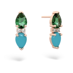 Lab Emerald Bowtie Drop 14K Rose Gold earrings E0865