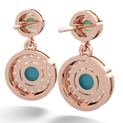 Lab Emerald Halo Dangle 14K Rose Gold earrings E5319