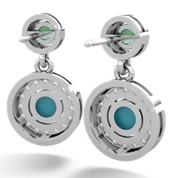 Lab Emerald Halo Dangle 14K White Gold earrings E5319