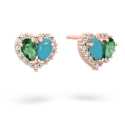 Lab Emerald Halo 14K Rose Gold earrings E7008