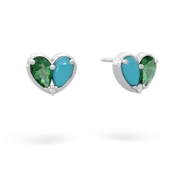 Lab Emerald 'Our Heart' 14K White Gold earrings E5072