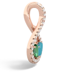 Lab Emerald Pave Twist 'One Heart' 14K Rose Gold pendant P5360