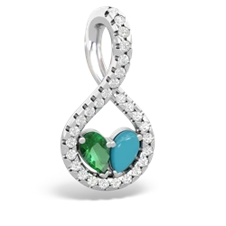 Lab Emerald Pave Twist 'One Heart' 14K White Gold pendant P5360