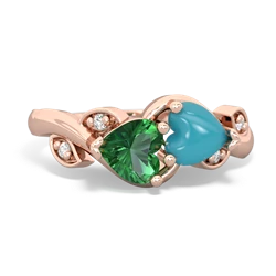 Lab Emerald Floral Elegance 14K Rose Gold ring R5790