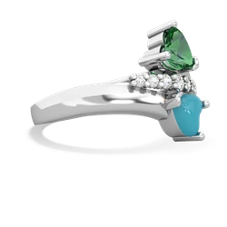 Lab Emerald Heart To Heart 14K White Gold ring R2064