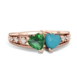 Lab Emerald Heart To Heart 14K Rose Gold ring R3342