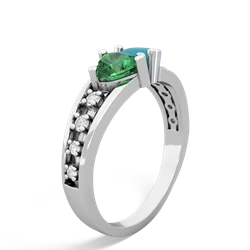 Lab Emerald Heart To Heart 14K White Gold ring R3342