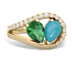 Lab Emerald Nestled Heart Keepsake 14K Yellow Gold ring R5650