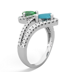 Lab Emerald Diamond Dazzler 14K White Gold ring R3000