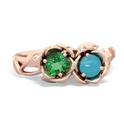 Lab Emerald Rose Garden 14K Rose Gold ring R5510