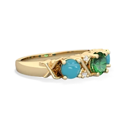 Lab Emerald Hugs And Kisses 14K Yellow Gold ring R5016