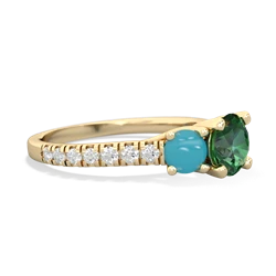 Lab Emerald Pave Trellis 14K Yellow Gold ring R5500