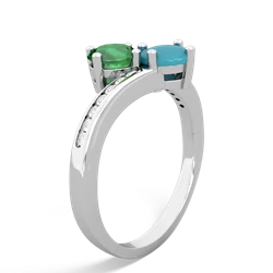 Lab Emerald Channel Set Two Stone 14K White Gold ring R5303