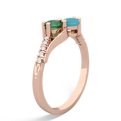 Lab Emerald Infinity Pave Two Stone 14K Rose Gold ring R5285