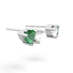 Lab Emerald Sweethearts 14K White Gold earrings E5260