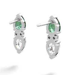 Lab Emerald Bowtie Drop 14K White Gold earrings E0865