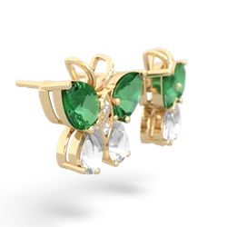 Lab Emerald Butterfly 14K Yellow Gold earrings E2215