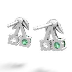 Lab Emerald Sweet Cherries 14K White Gold earrings E7001