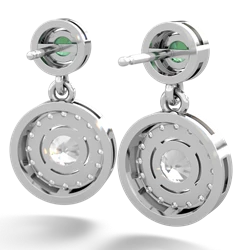 Lab Emerald Halo Dangle 14K White Gold earrings E5319