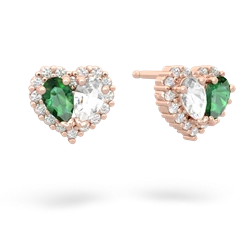 Lab Emerald Halo 14K Rose Gold earrings E7008