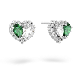 Lab Emerald Halo 14K White Gold earrings E7008