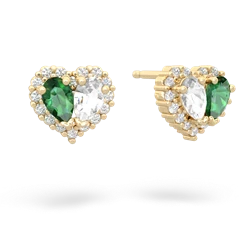 Lab Emerald Halo 14K Yellow Gold earrings E7008