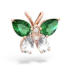 Lab Emerald Butterfly 14K Rose Gold pendant P2215