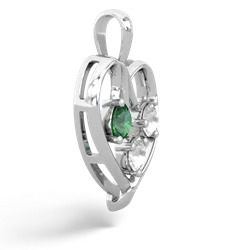 Lab Emerald Glowing Heart 14K White Gold pendant P2233