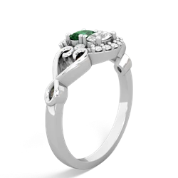 Lab Emerald Love Nest 14K White Gold ring R5860