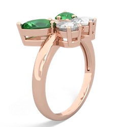 Lab Emerald Butterfly 14K Rose Gold ring R2215