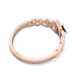 Lab Emerald Heart To Heart Braid 14K Rose Gold ring R5870