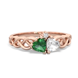 Lab Emerald Heart To Heart Braid 14K Rose Gold ring R5870