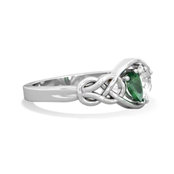 Lab Emerald Celtic Love Knot 14K White Gold ring R5420