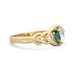 Lab Emerald Celtic Love Knot 14K Yellow Gold ring R5420