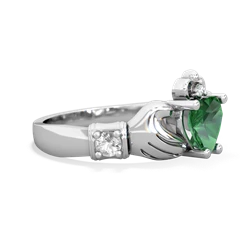 Lab Emerald Claddagh Keepsake 14K White Gold ring R5245