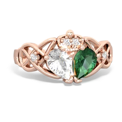 Lab Emerald 'One Heart' Celtic Knot Claddagh 14K Rose Gold ring R5322