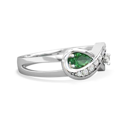 Lab Emerald Diamond Infinity 14K White Gold ring R5390