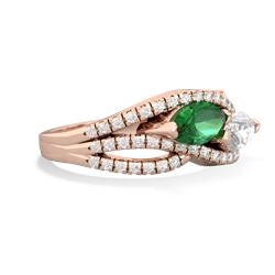 Lab Emerald Diamond Rivers 14K Rose Gold ring R3070