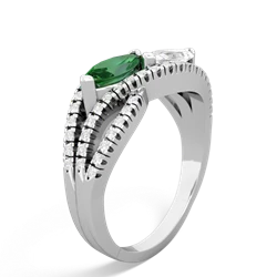 Lab Emerald Diamond Rivers 14K White Gold ring R3070