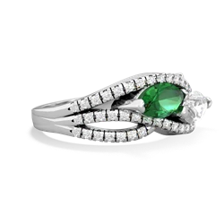 Lab Emerald Diamond Rivers 14K White Gold ring R3070