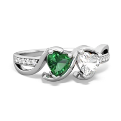 Lab Emerald Side By Side 14K White Gold ring R3090